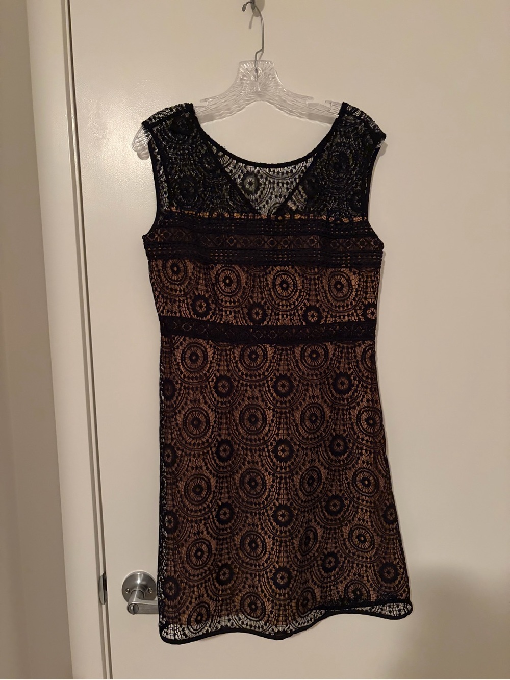 Molly Bracken Black Lace Dress with Tan Underlay